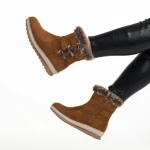 Дамски чизми  камел от текстилен материал  Malana