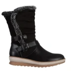 Дамски чизми  черни  от еко кожа и текстилен материал  Collete