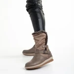 Дамски чизми  бежови  от еко кожа и текстилен материал  Collete