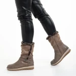 Дамски чизми  бежови  от еко кожа и текстилен материал  Collete