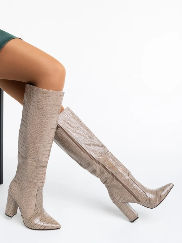 Дамски чизми бежови от еко кожа Ulyana