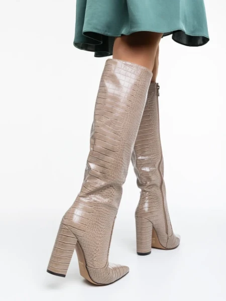 Дамски чизми бежови от еко кожа Ulyana