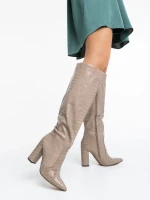 Дамски чизми бежови от еко кожа Ulyana