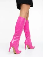 Дамски чизми розови от еко кожа Farzona