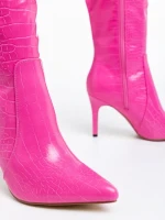 Дамски чизми розови от еко кожа Farzona