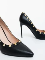 Дамски обувки с ток черни от екологична кожа Denzia