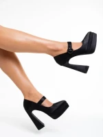 Дамски обувки с ток черни от текстилен материал Regena