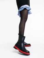 Дамски чизми черни с червено от еко кожа Omolara