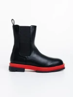 Дамски чизми черни с червено от еко кожа Omolara