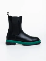 Дамски чизми черни със зелено от еко кожа Omolara
