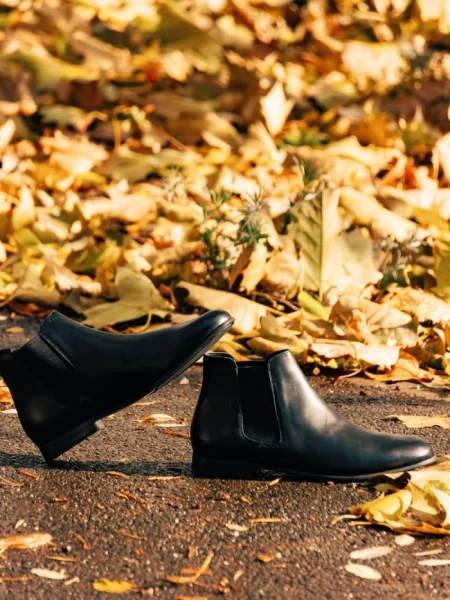 Мъжки боти черни  от естествена кожа Fausto