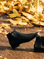 Мъжки боти черни  от естествена кожа Fausto