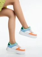 Дамски спортни обувки оранжеви от екологична кожа Kosara