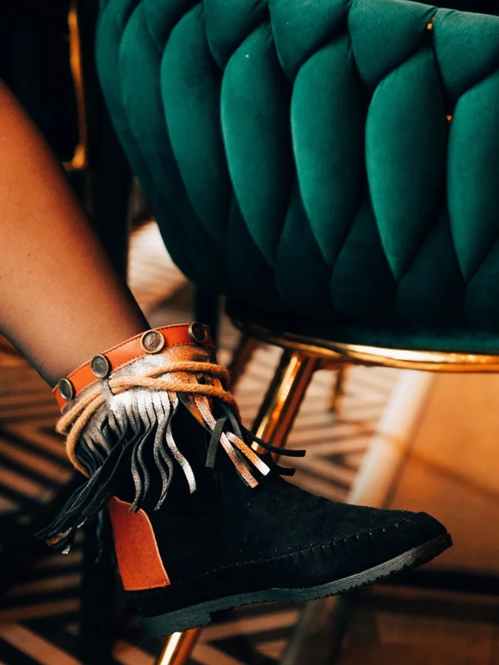 Дамски чизми черни от текстилен материал Camora