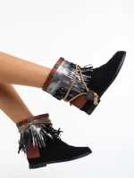 Дамски чизми черни от текстилен материал Camora