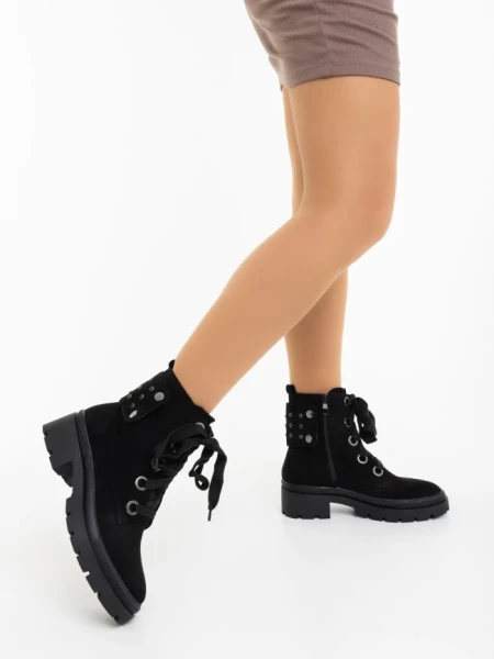 Дамски боти черни от текстилен материал Atalia