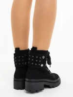 Дамски боти черни от текстилен материал Atalia