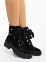 Дамски боти черни от текстилен материал Atalia