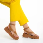 Дамски сандали  камел  от еко кожа Abilene