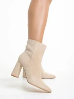 Дамски боти  бежови  от текстилен материал  Sondra