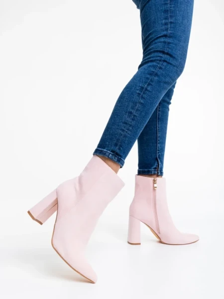 Дамски боти розови от текстилен материал Sondra