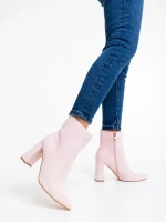 Дамски боти розови от текстилен материал Sondra