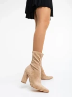 Дамски чизми бежови от текстилен материал Annelies