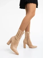 Дамски чизми бежови от текстилен материал Annelies