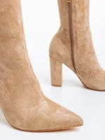 Дамски чизми бежови от текстилен материал Annelies