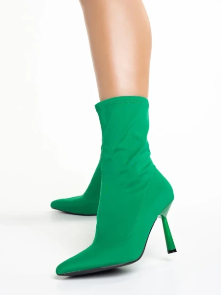 Дамски боти  зелени  от текстилен материал  Valeda