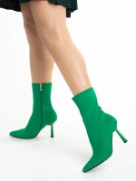 Дамски боти  зелени  от текстилен материал  Valeda