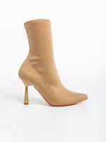 Дамски боти тъмно бежови от текстилен материал Valeda