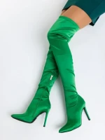 Дамски чизми зелени от текстилен материал Lovise