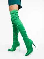 Дамски чизми зелени от текстилен материал Lovise