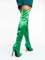 Дамски чизми зелени от текстилен материал Lovise