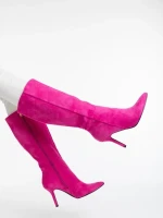 Дамски чизми цикламени от текстилен материал Aleksandra