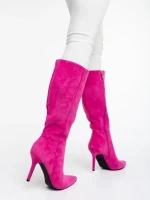 Дамски чизми цикламени от текстилен материал Aleksandra