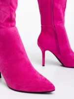 Дамски чизми цикламени от текстилен материал Aleksandra