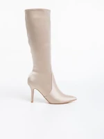 Дамски чизми бежови от текстилен материал Saori