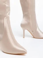 Дамски чизми бежови от текстилен материал Saori