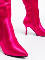 Дамски чизми цикламени от текстилен материал Saori