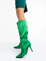 Дамски чизми зелени от текстилен материал Saori