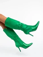 Дамски чизми зелени от текстилен материал Saori