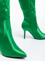 Дамски чизми зелени от текстилен материал Saori