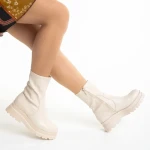 Дамски чизми бежови  от еко кожа  Ellery