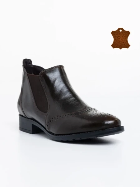 Дамски боти кафяви от естествена кожа Raeka