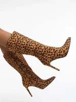 Дамски чизми леопард от текстилен материал Ernestine