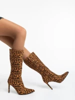 Дамски чизми леопард от текстилен материал Ernestine