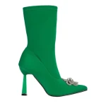 Дамски боти  зелени  от текстилен материал  Yarely