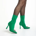 Дамски боти  зелени  от текстилен материал  Yarely